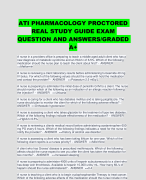 ATI PHARMACOLOGY PROCTORED REAL STUDY GUIDE EXAM QUESTION AND ANSWERS/GRADED A+