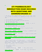 ATI PHARMACOLOGY INRODUCTION EXAM 2023/2024 WITH QUESTIONS AND ANSWERS/GRADED A