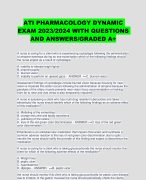 ATI PHARMACOLOGY DYNAMIC EXAM 2023/2024 WITH QUESTIONS AND ANSWERS/GRADED A+  