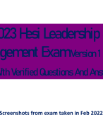2023 Hesi Leadership & Management Exam Version 1 & 2 (V1-V2) With Verified Questions And Answers
