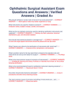 Ophthalmic Surgical Assistant Exam Questions and Answers | Verified Answers | Graded A+