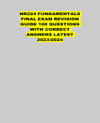 NR224 FUNDAMENTALS FINAL EXAM REVISION   GUIDE 100 QUESTIONS WITH CORRECT ANSWERS LATEST 2023/2024   
