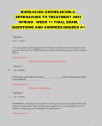 NURS-6630C-6/NURS-6630N-6APPROACHES TO TREATMENT 2023 SPRING - WEEK 11 FINAL EXAM, QUESTIONS AND ANSWERS/GRADED A+ 