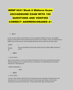 NRNP 6541 Week 6 Midterm Exam 2023 GENUINE EXAM WITH 100 QUESTIONS AND VERIFIED CORRECT ANSWERS/GRADED A+