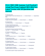 UGA CBIO 2200 Anatomy Lab Practical 2  Actual Past Exam Updated 2023-2024 New  Latest Version with All Questions and  Answers