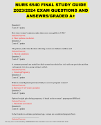 NURS 6540 FINAL STUDY GUIDE 2023/2024 EXAM QUESTIONS AND ANSEWRS/GRADED A