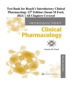 Test Bank for Roach’s Introductory Clinical Pharmacology 12th Edition (Susan M Ford, 2021) | All Chapters Covered