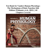Test Bank for Vanders Human Physiology: The Mechanisms of Body Function 16th Edition (Widmaier et al., 2022) | All Chapters Covered