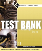 Test Bank For Millwright, Level 1 3rd Edition All Chapters