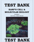 TEST BANK KARP'S CELL AND MOLECULAR BIOLOGY 9TH EDITION, KARP Test Bank For Karp’s Cell and Molecular Biology, 9th Edition By Gerald Karp, Janet Iwasa, Wallace Marshall