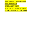 HESI EXIT V3 QUESTIONS AND ANSWERS BEST ANSWERED  QUESTIONS WITH A 100%  GUARANTEED SCORE RATE