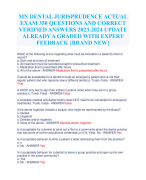 MN DENTAL JURISPRUDENCE ACTUAL EXAM 350 QUESTIONS AND CORRECT VERIFIED ANSWERS 2023-2024 UPDATE ALREADY A GRADED WITH EXPERT FEEDBACK 