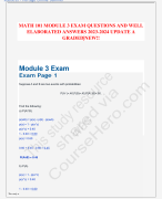  MATH 101 MODULE 3 EXAM QUESTIONS AND WELL ELABORATED ANSWERS 2023-2024 UPDATE A GRADED|NEW!!