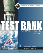 Test Bank For Sprinkler Fitting, Level 1 3rd Edition All Chapters