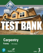 Test Bank For Carpentry Forms, Level 3 5th Edition All Chapters