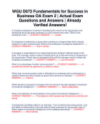 WGU D072 Fundamentals for Success in Business OA Exam 2 | Actual Exam Questions and Answers | Alread