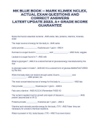 MK BLUE BOOK – MARK KLIMEK NCLEX,  ACTUAL EXAM QUESTIONS AND  CORRECT ANSWERS  LATEST UPDATE 2023, A+ GRADE SCORE  GUARANTEE