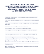 ONS/ONCC CHEMOTHERAPY  IMMUNOTHERAPY CERTIFICATION EXAM  QUESTIONS WITH 100% CORRECT  ANSWERS/ LATEST UPDATE 2023  A+ SCORE GUARANTEE