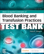 Test Bank For Basic & Applied Concepts of Blood Banking and Transfusion Practices, 5th - 2021 All Chapters