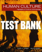 Test Bank For Human Culture: Highlights of Cultural Anthropology 3rd Edition All Chapters