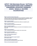 APHY 102 Midterm Exam/ ACTUAL  EXAM QUESTIONS AND CORRECT  ANSWERS UPDATED VERSION  2023/ 2024.A+ SCORE  GUARANTEE