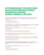 ATI PHARMACOLOGY- PN LATEST EXAM WITH 60 QUESTIONS WITH CORRECT ANSWERS| Q&A VERIFIED ALREADY GRADED A+| 2023-2024
