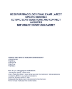 HESI PHARMACOLOGY FINAL EXAM LATEST  UPDATE 2023/2024 ACTUAL EXAM QUESTIONS AND CORRECT  ANSWERS TOP GRADE SCORE GUARANTEE