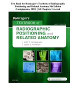 Test Bank for Bontrager's Textbook of Radiographic Positioning and Related Anatomy 9th Edition (Lampignano, 2020) | All Chapters Covered