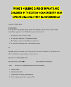 WONG'S NURSING CARE OF INFANTS AND CHILDREN 11TH EDITION HOCKENBERRY NEW UPDATE 2023/2024 TEST BANK/GRADED A+