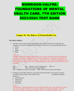 MORRISON-VALFRE: FOUNDATIONS OF MENTAL HEALTH CARE, 7TH EDITION 2023/2024 TEST BANK  (DETAILED RATIONALES PROVIDED)