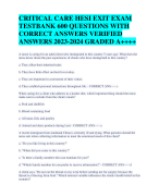 CRITICAL CARE HESI EXIT EXAM TESTBANK 600 QUESTIONS WITH CORRECT ANSWERS VERIFIED ANSWERS 2023-2024 GRADED A+