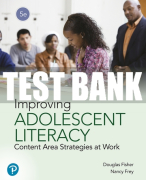 Test Bank For Improving Adolescent Literacy: Content Area Strategies at Work 5th Edition All Chapters