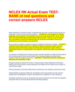 NCLEX RN Actual Exam TESTBANK of real questions and correct answers NCLEX