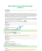 Math 1280 final review 2023 latest update graded A+