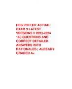 HESI PN EXIT ACTUAL EXAM 3 LATEST VERSIONS 2 2023-2024 140 QUESTIONS AND CORRECT DETAILED ANSWERS WITH RATIONALES | ALREADY GRADED A+