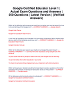 Google Certified Educator Level 1 | Actual Exam Questions and Answers | 250 Questions | Latest Version | (Verified Answers)