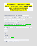 WEST COAST EMT BLOCK EXAM  LATEST 2023/2024 1200+ QUESTIONS AND ANSWERS(VERIFIED ANSWERS)/GRADED A+ 