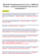 HESI RN Fundamentals Exit Exam | 2 Different Versions | Actual Exam Questions and Answers | Guaranteed A+