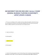 OB MATERNITY HESI RN 2023-2024 Version 2 EXAM  GENERAL NURSING ITUATIONS IN MATERNITY LATEST UPDATE