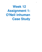 Week 12 Assignment 1: O'Neil inhuman Case Study