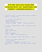 NYS EMT 2023-2024 EXAM NEW UPDATED WITH 150+ QUESTIONS AND CORRECT ANSWERS/GRADED A+ 