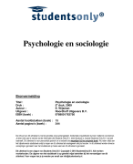 Psychologie en sociologie Samenvatting 