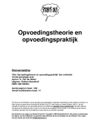 Opvoedingstheorie en opvoedingspraktijk Samenvatting 