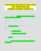 NYPD EXAM 2023-2024 ACTUAL EXAM  150+ QUESTIONS AND  CORRECT/ALREADY GRADED A+