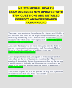 NR 326 MENTAL HEALTH  EXAM 2023/2024 NEW UPDATED WITH  170+ QUESTIONS AND DETAILED  CORRECT ANSWERS/GRADED  A+,DOWNLOAD