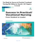 Test Bank for Success in Practical Vocational Nursing 8th Edition by Knecht | All Chapters Covered