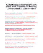 NAMs Menopause Certification Exam | Actual Exam Questions and Answers | Already Graded A+ | Latest Version
