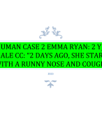 IHUMAN CASE 2 EMMA RYAN: 2 Y/O  FEMALE CC: “2 DAYS AGO, SHE STARTED  WITH A RUNNY NOSE AND COUGH” 