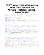 PN ATI Mental Health Exam Actual Exam | 200 Questions and Answers | Professor Verified | Latest Version