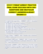 NREMT FISDAP AIRWAY PRACTICE  FINAL EXAM 2023/2024 WITH 500+ QUESTIONS AND DEATAILED  CORRECT ANSWERS/ALREADY  GRADED A+